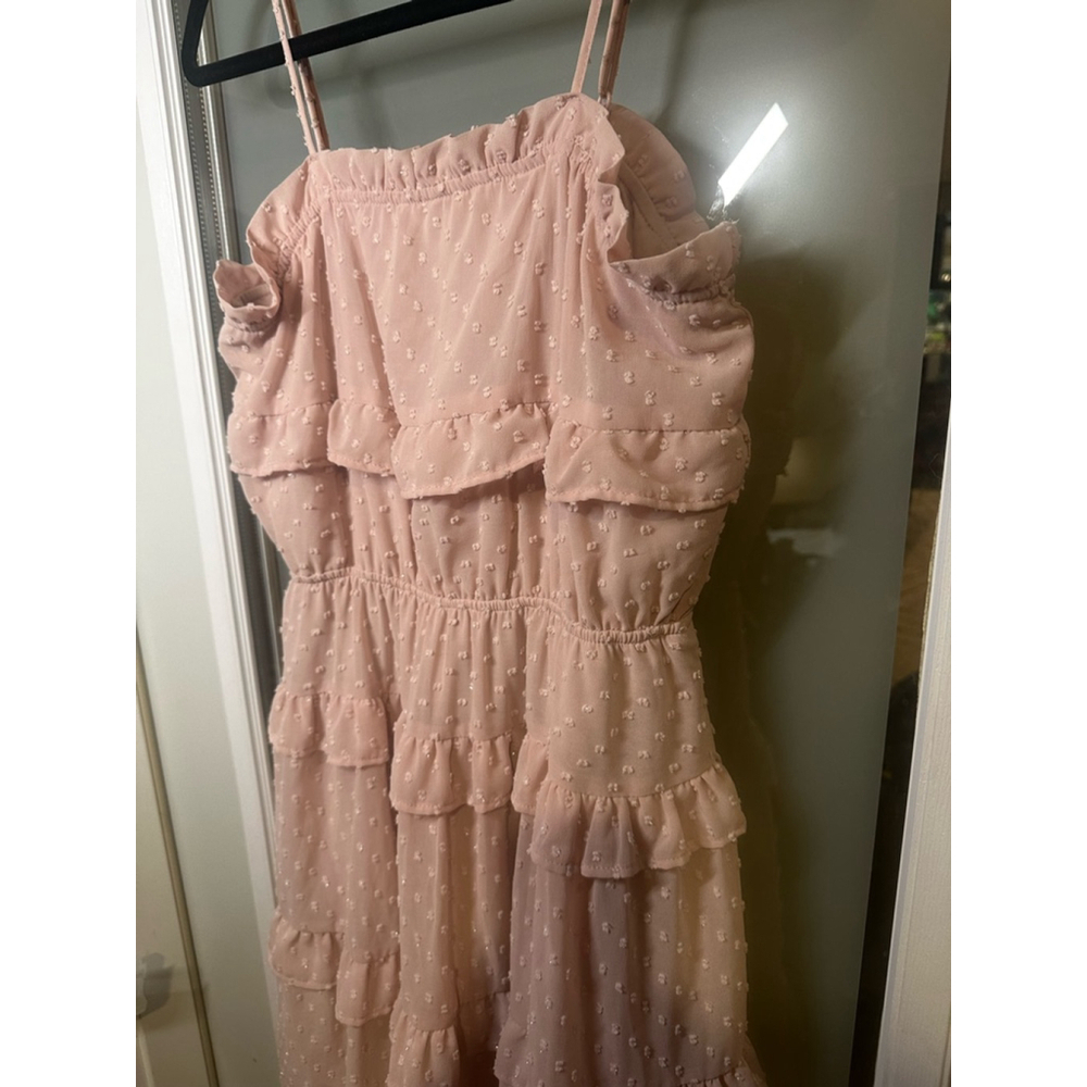 LISTICLE Size S Dusty Pink Swiss Dot Ruffled Dress - Picture 2 of 9